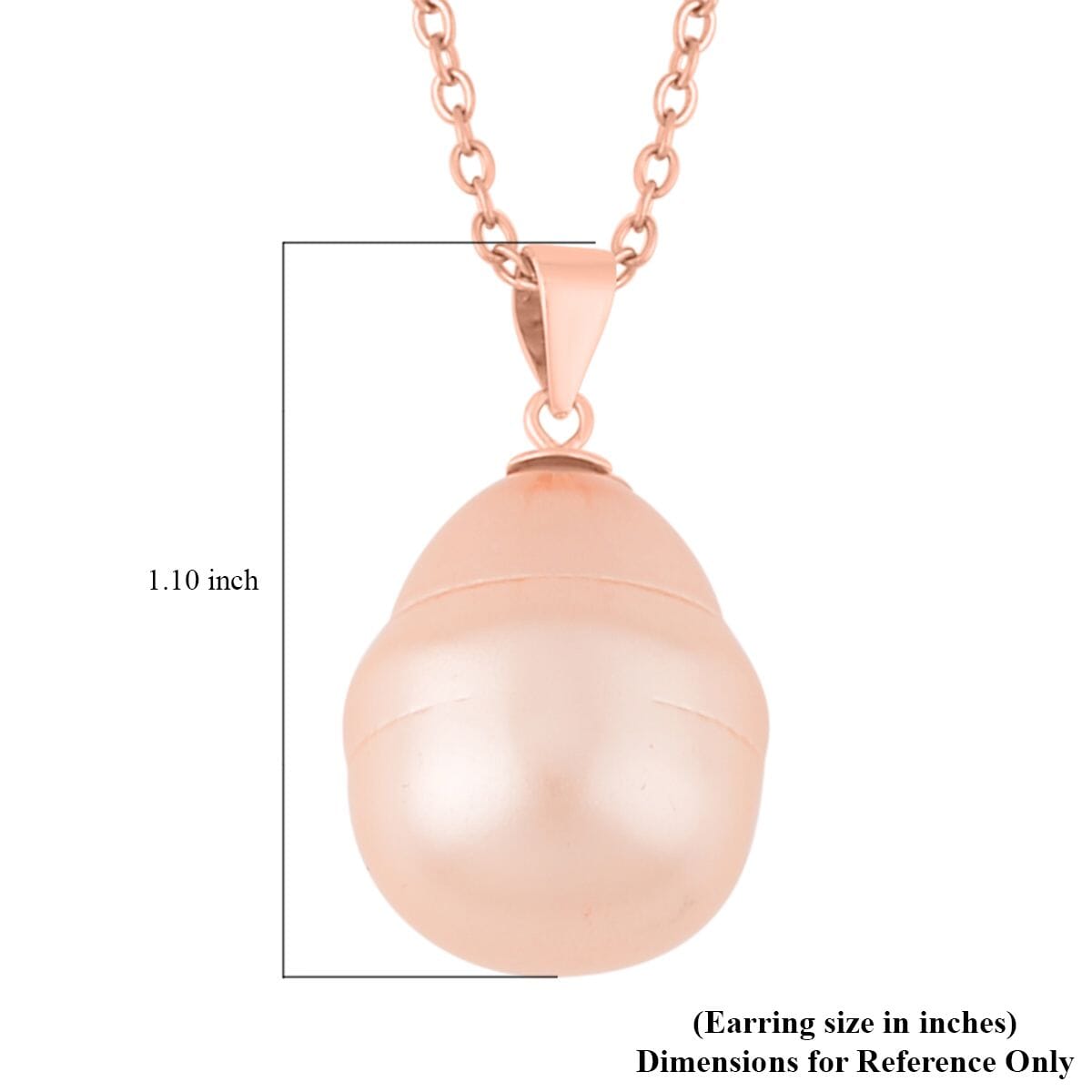 Peach Shell Pearl Solitaire Pendant in 14K Rose Gold Over Sterling Silver with ION Plated RG Stainless Steel Necklace 20 Inches image number 4