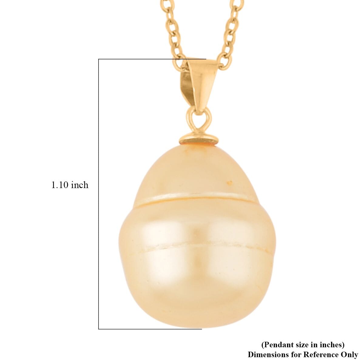 Golden Shell Pearl Solitaire Pendant in 14K Yellow Gold Over Sterling Silver with ION Plated YG Stainless Steel Necklace 20 Inches image number 4