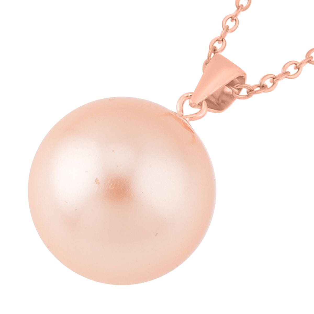 Peach Shell Pearl Solitaire Pendant in 14K Rose Gold Over Sterling Silver with ION Plated RG Stainless Steel Necklace 20 Inches image number 3