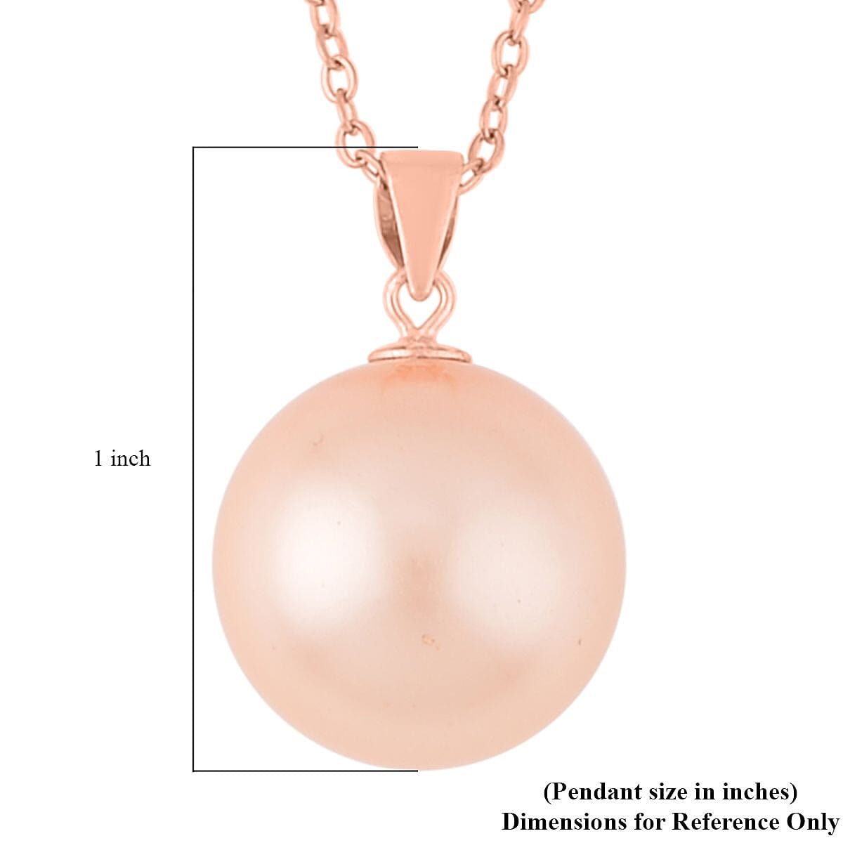 Peach Shell Pearl Solitaire Pendant in 14K Rose Gold Over Sterling Silver with ION Plated RG Stainless Steel Necklace 20 Inches image number 4