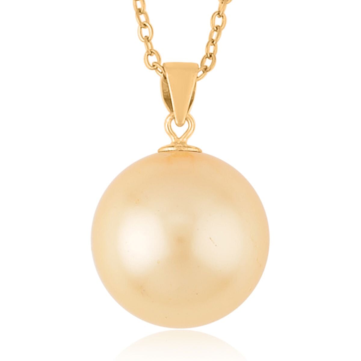 Golden Shell Pearl Solitaire Pendant in 14K Yellow Gold Over Sterling Silver wiht ION Plated YG Stainless Steel Necklace 20 Inches image number 0