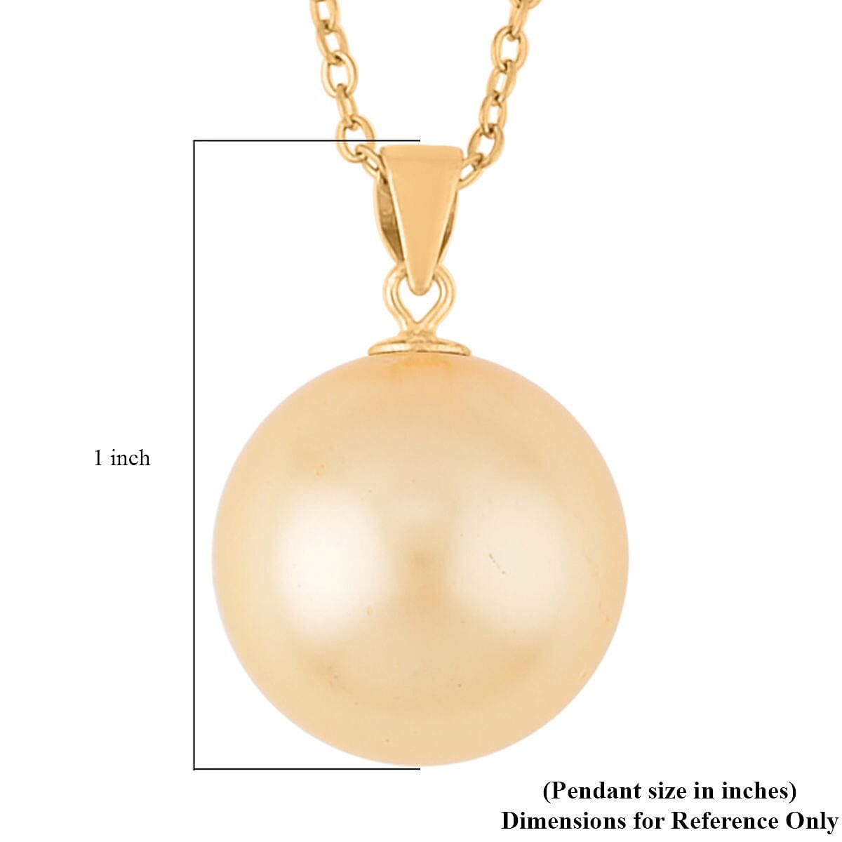 Golden Shell Pearl Solitaire Pendant in 14K Yellow Gold Over Sterling Silver wiht ION Plated YG Stainless Steel Necklace 20 Inches image number 4