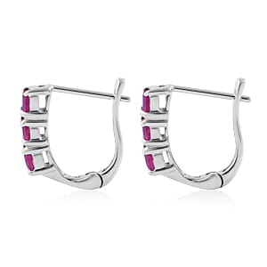 Madagascar Blue Sapphire (DF), Chrome Diopside, Niassa Ruby (FF) Set of 3 Earrings in Platinum Over Sterling Silver 4.35 ctw