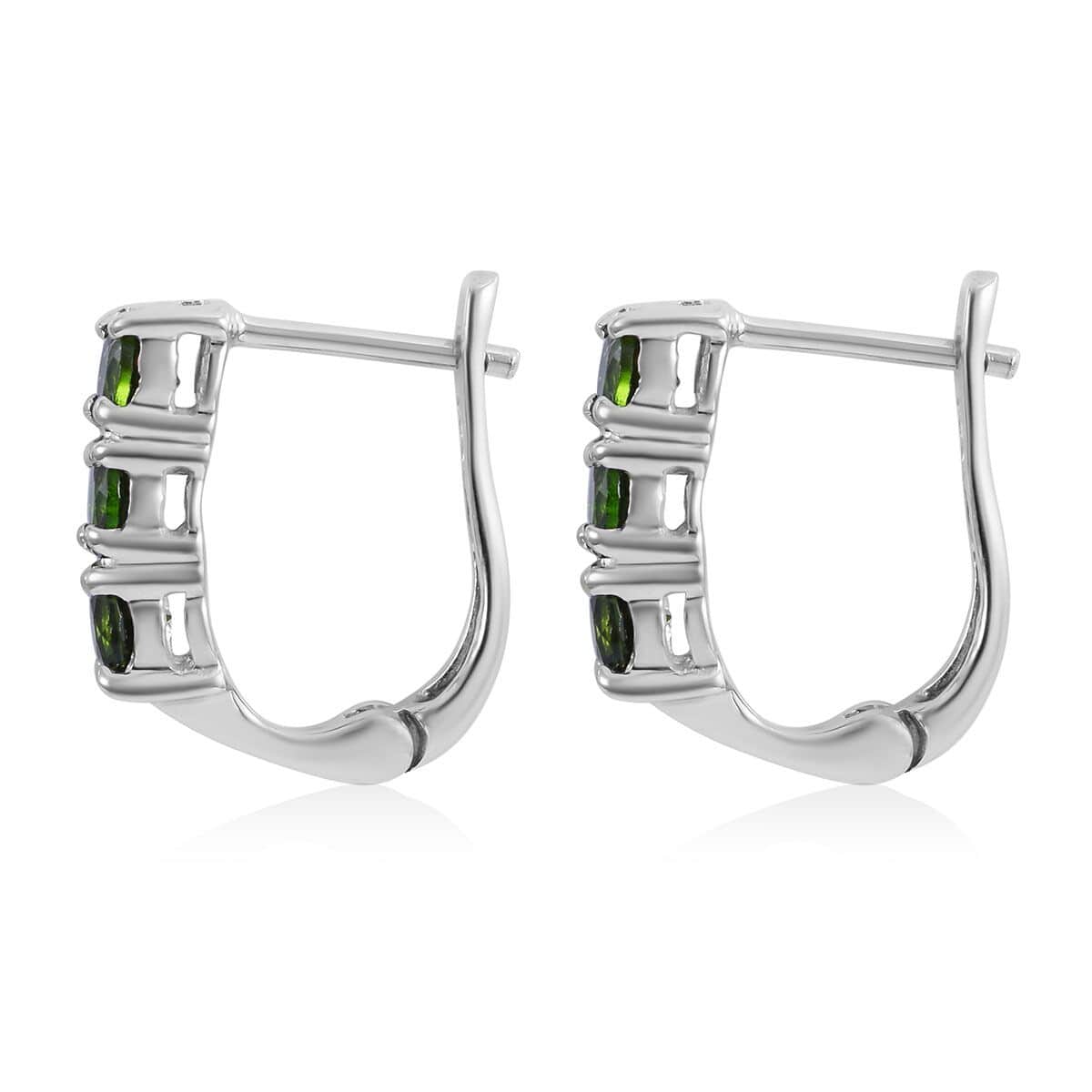 Madagascar Blue Sapphire (DF), Chrome Diopside, Niassa Ruby (FF) Set of 3 Earrings in Platinum Over Sterling Silver 4.35 ctw image number 4