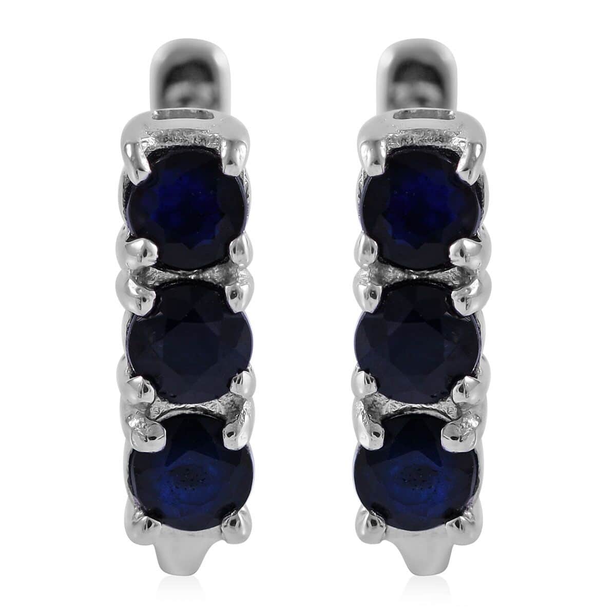 Madagascar Blue Sapphire (DF), Chrome Diopside, Niassa Ruby (FF) Set of 3 Earrings in Platinum Over Sterling Silver 4.35 ctw image number 5