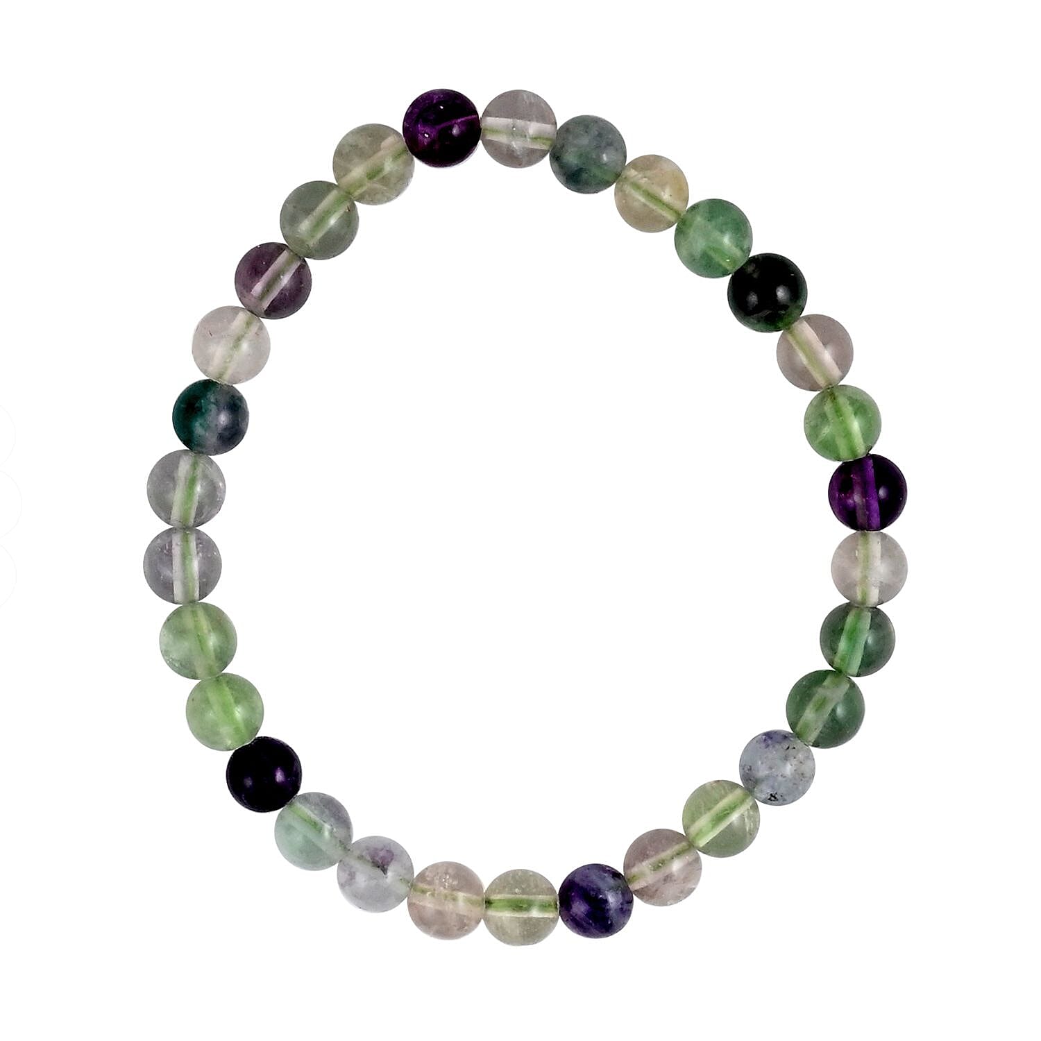 Set of 3 Hematite, White Agate and Multi Fluorite 154.00 ctw Beaded Stretch Bracelet