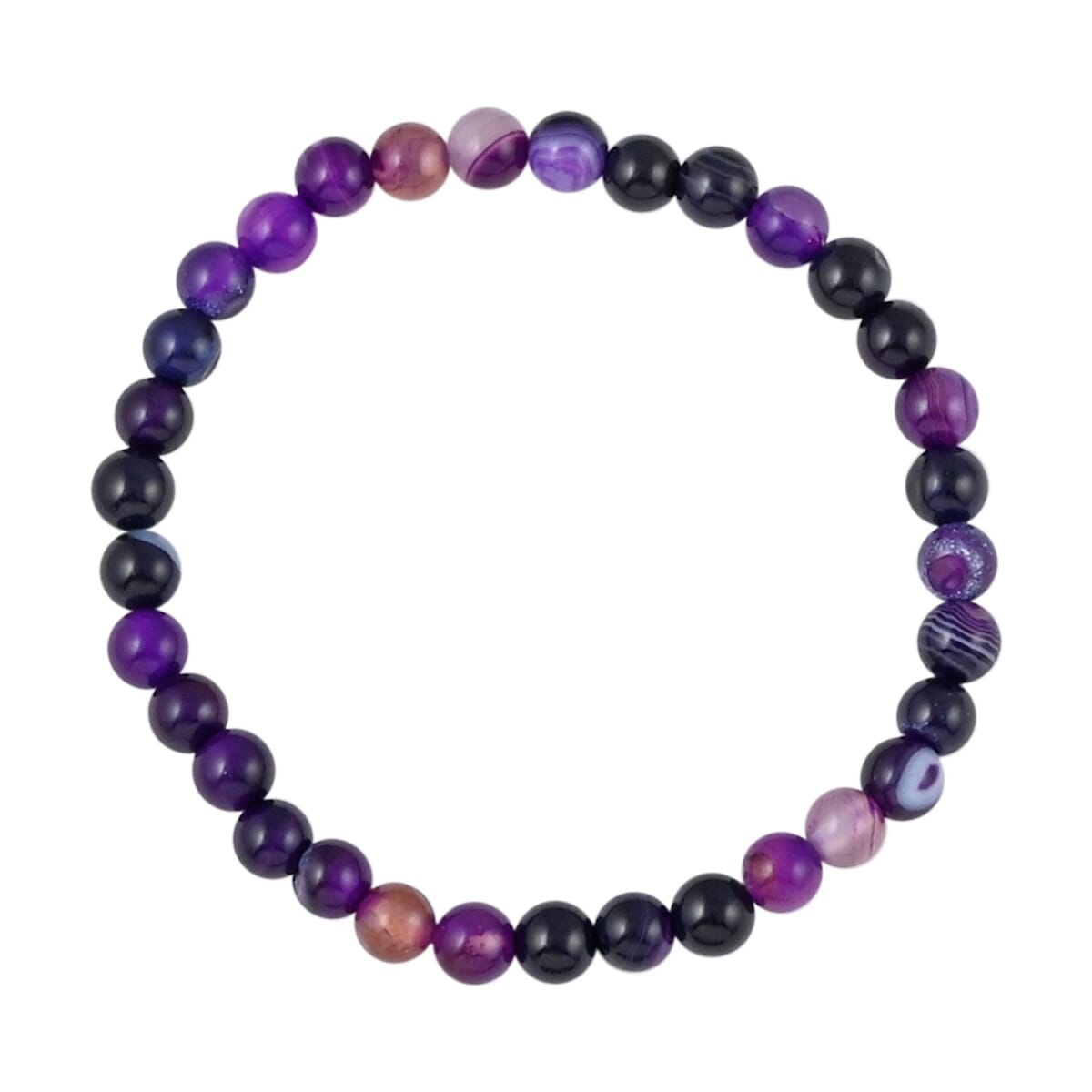 Set of 3 Green Aventurine, Dalmation Jasper and Purple Agate Beaded Stretch Bracelet 160.00 ctw image number 3