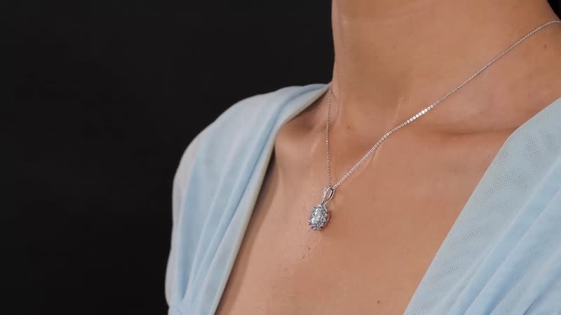 120 Facets Moissanite and Tanzanite Floral Pendant Necklace 20 Inches in 14K YG Over Sterling Silver 2.40 ctw