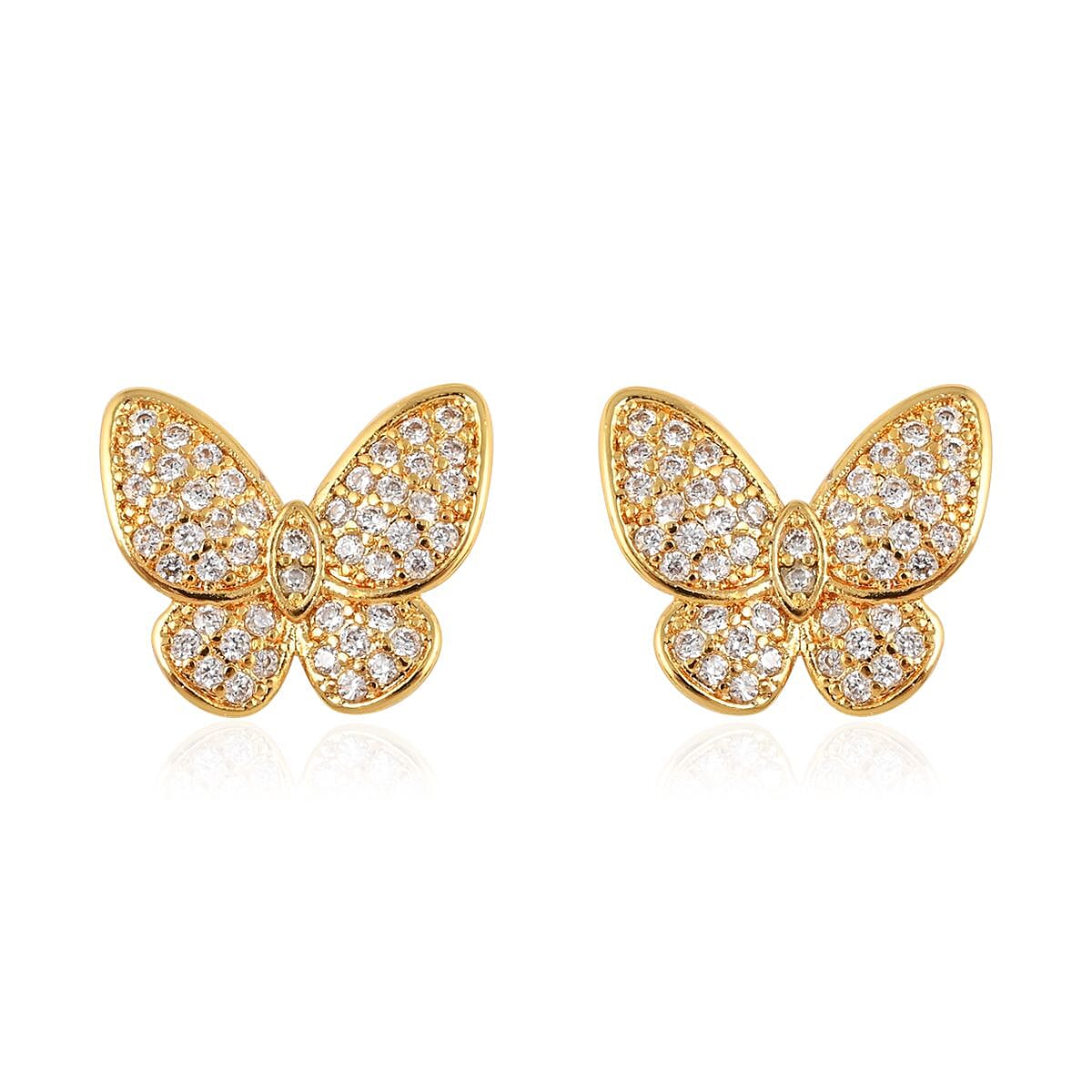 Austrian Crystal Butterfly Necklace 18 Inches and Earrings in Goldtone image number 5