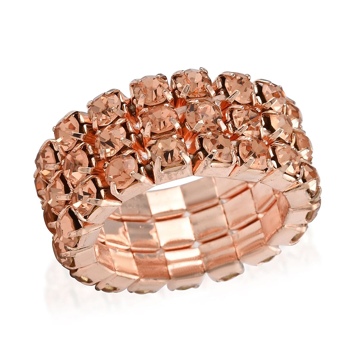 Austrian Crystal Set of 10 Bracelet (7.00 In) and Ring (Size 7) in Rosetone image number 4