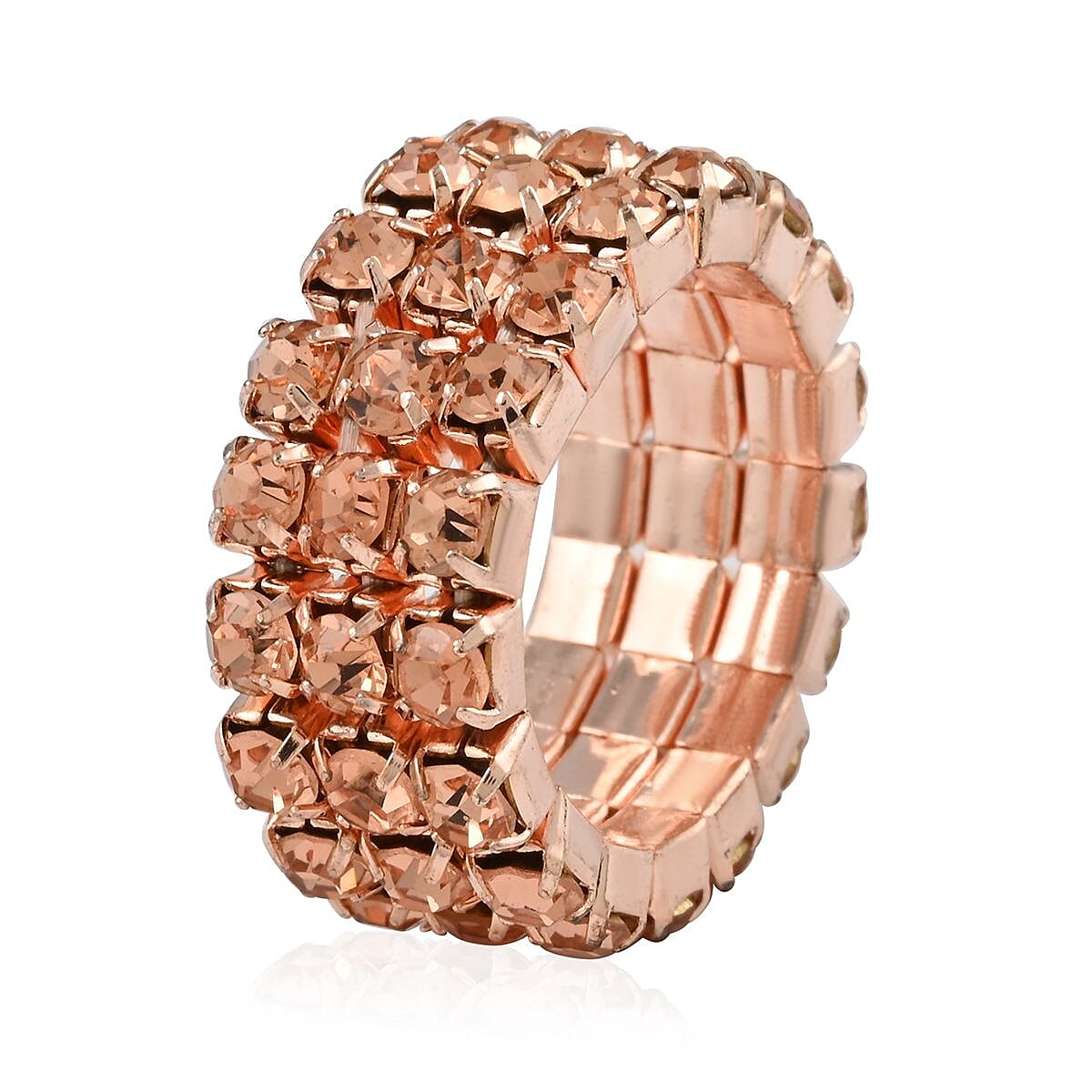 Austrian Crystal Set of 10 Bracelet (7.00 In) and Ring (Size 7) in Rosetone image number 5