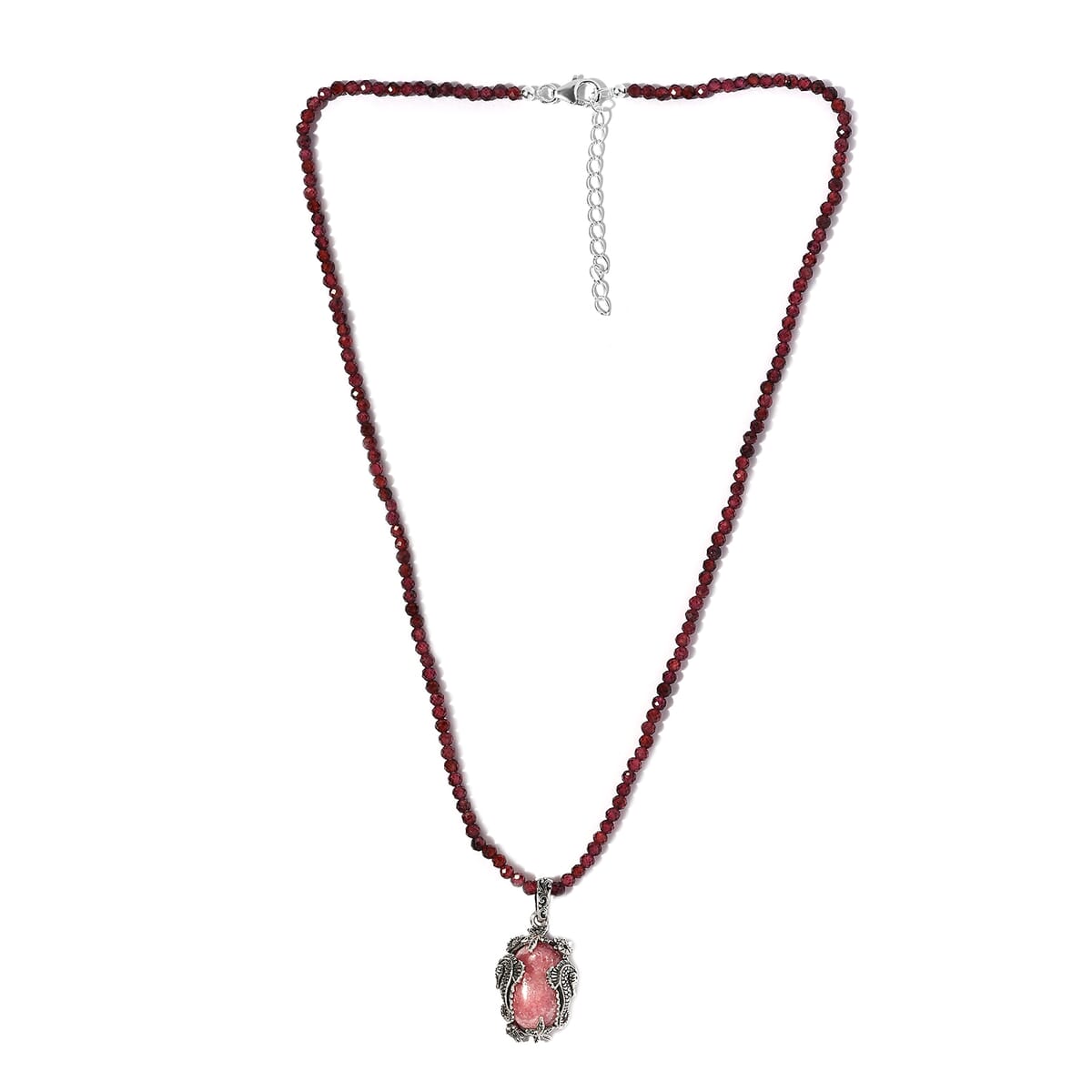 Sterling Silver Garnet & Rhodochrosite Necklace