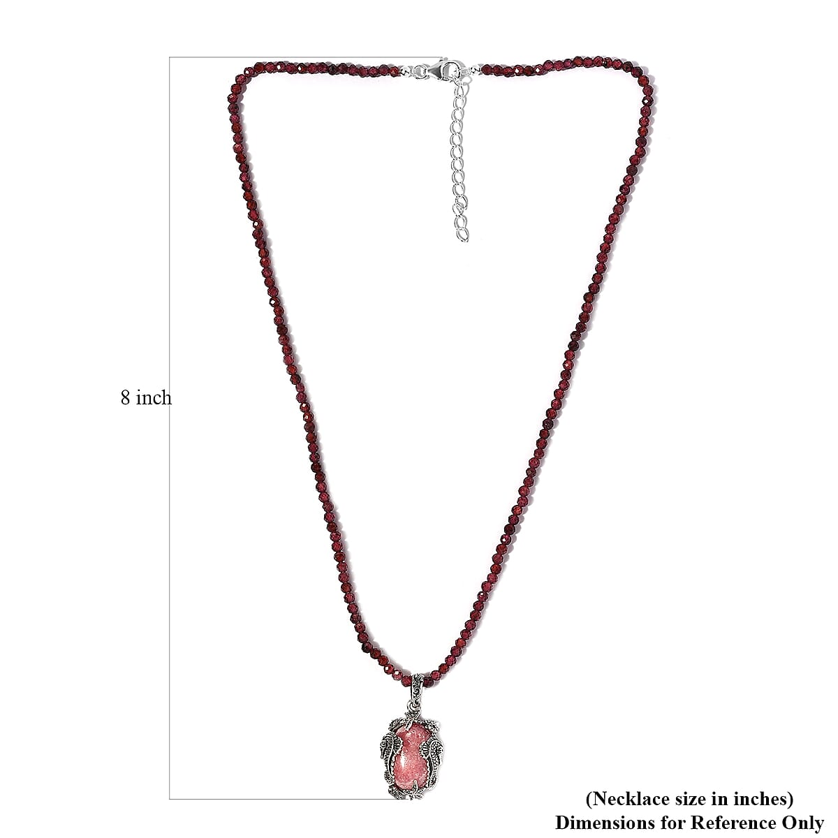 Artisan Crafted Argentinian Rhodochrosite Pendant with Rhodolite Garnet Beaded Necklace 20 Inches in Sterling Silver 132.85 ctw image number 5