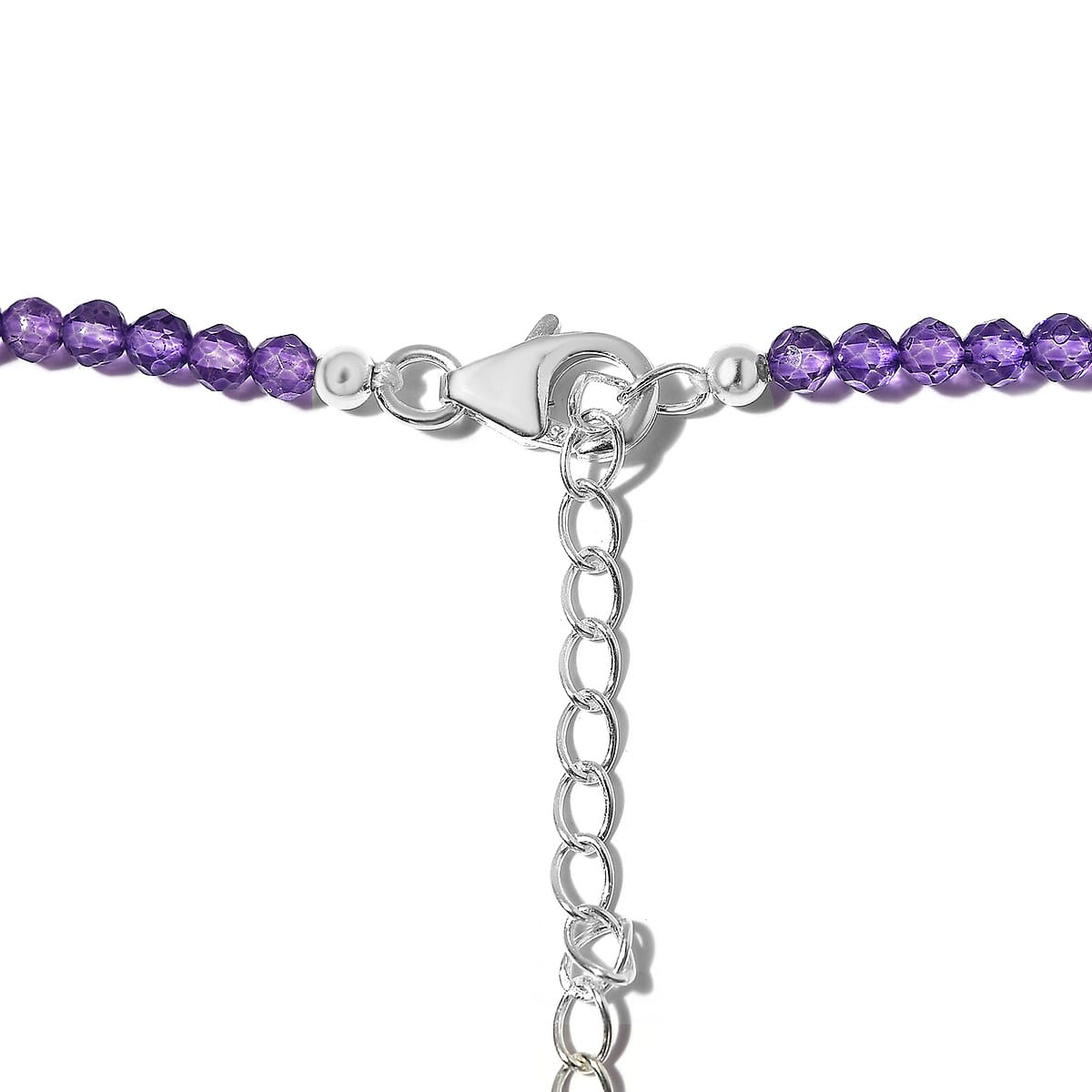 Artisan Crafted African Amethyst Pendant with Beaded Necklace 20 Inches in Sterling Silver 93.25 ctw image number 4
