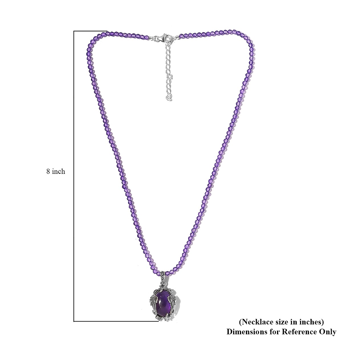 Artisan Crafted African Amethyst Pendant with Beaded Necklace 20 Inches in Sterling Silver 93.25 ctw image number 5