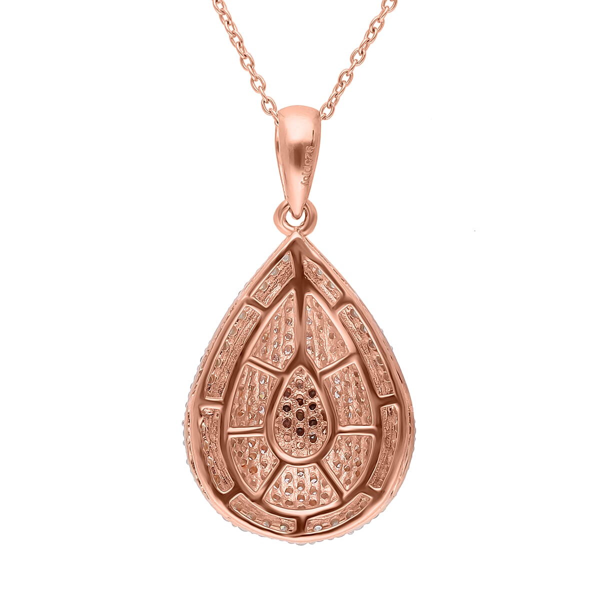 Natural Pink and White Diamond I3 Pendant Necklace 18 Inches in Vermeil Rose Gold Over Sterling Silver 1.00 ctw image number 4