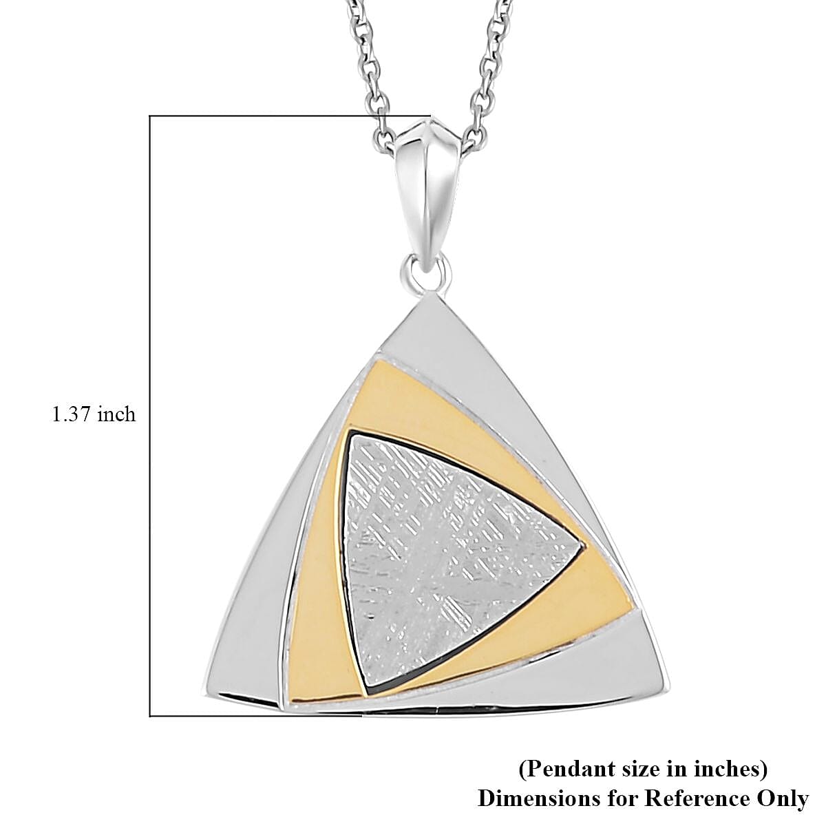 Marvelous Meteorite Trio Pendant in 14K YG Over and Sterling Silver with Stainless Steel Necklace 20 Inches 2.50 ctw