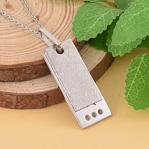 Marvelous Meteorite and Bohemian Moldavite 0.10 ctw Pendant in Sterling Silver with Stainless Steel Necklace 20 Inches