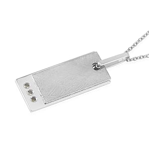 Marvelous Meteorite and Bohemian Moldavite 0.10 ctw Pendant in Sterling Silver with Stainless Steel Necklace 20 Inches