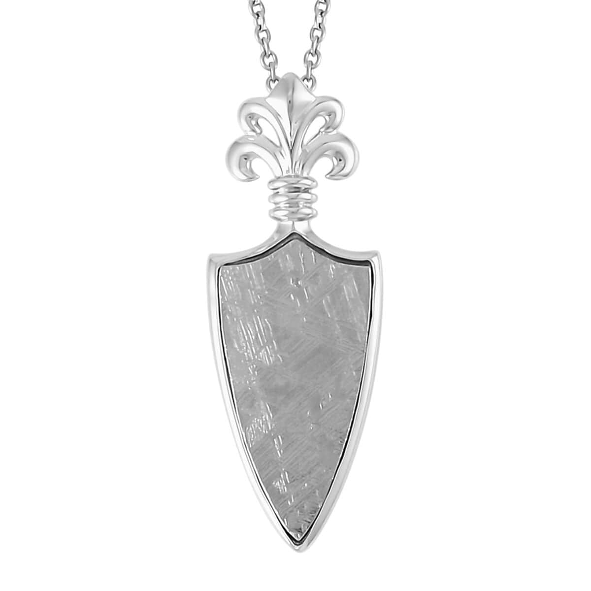 Marvelous Meteorite Arrow Pendant in Sterling Silver with Stainless Steel Necklace 20 Inches image number 0