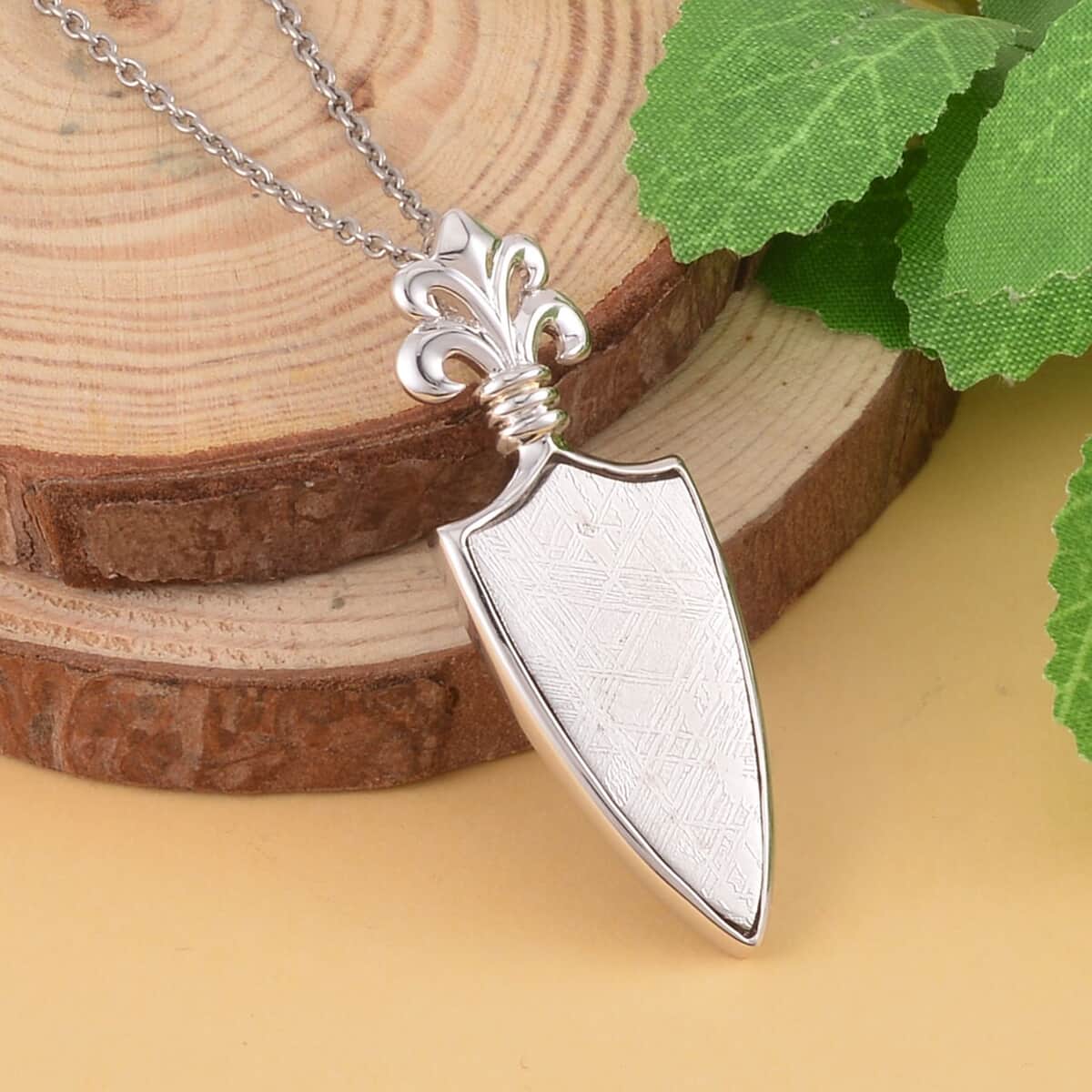 Marvelous Meteorite Arrow Pendant in Sterling Silver with Stainless Steel Necklace 20 Inches image number 1