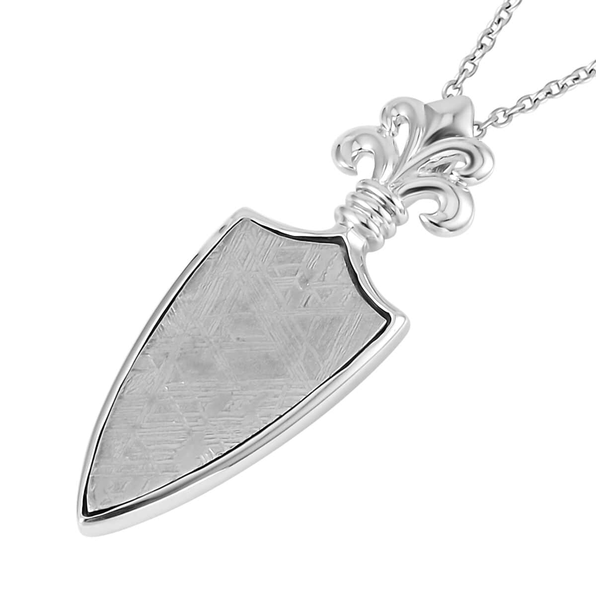 Marvelous Meteorite Arrow Pendant in Sterling Silver with Stainless Steel Necklace 20 Inches image number 3