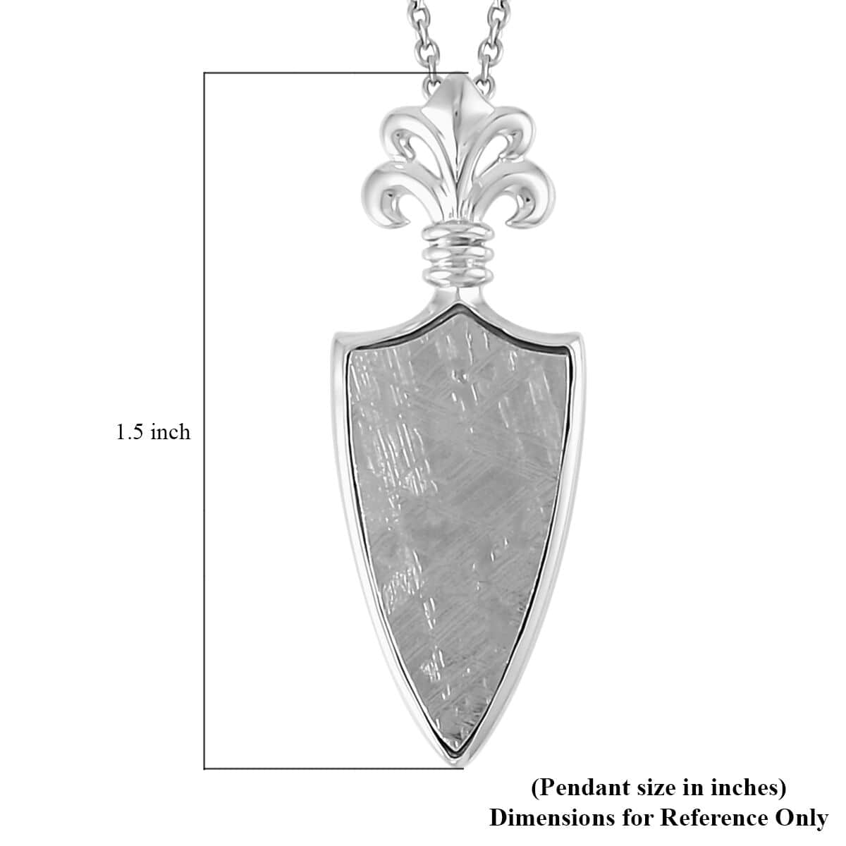 Marvelous Meteorite Arrow Pendant in Sterling Silver with Stainless Steel Necklace 20 Inches image number 5