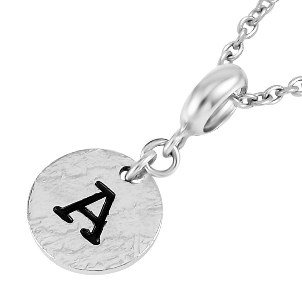 Marvelous Meteorite Initial A Pendant Necklace 20 Inches in Sterling Silver and Stainless Steel image number 3