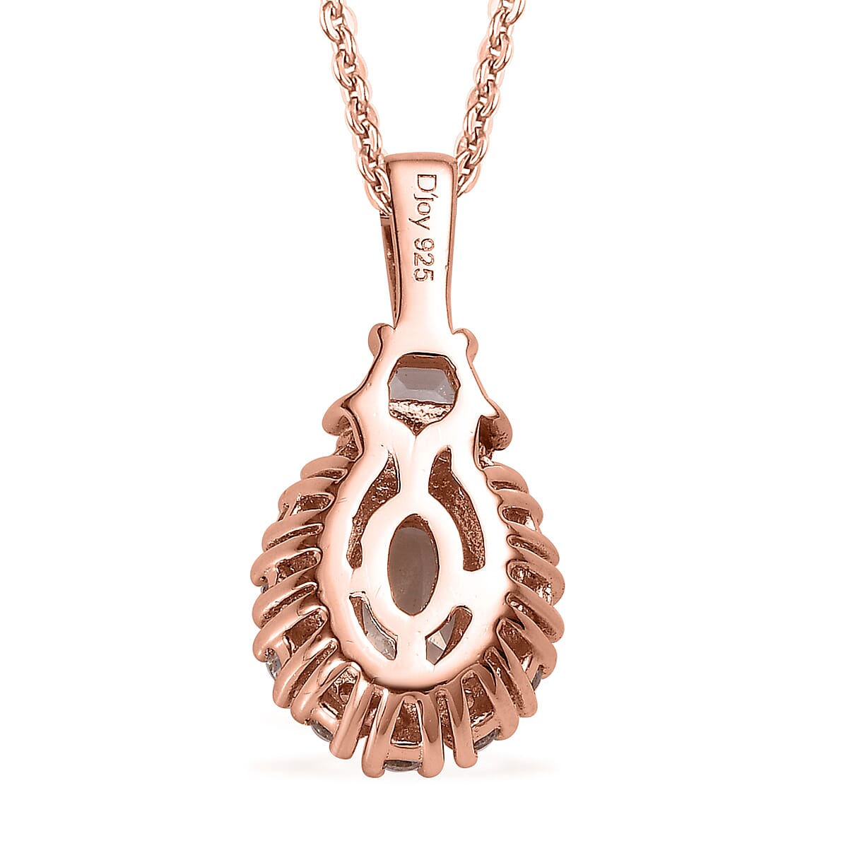Marropino Morganite and White Zircon Halo Pendant Necklace 20 Inches in Vermeil Rose Gold Over Sterling Silver 1.15 ctw image number 4