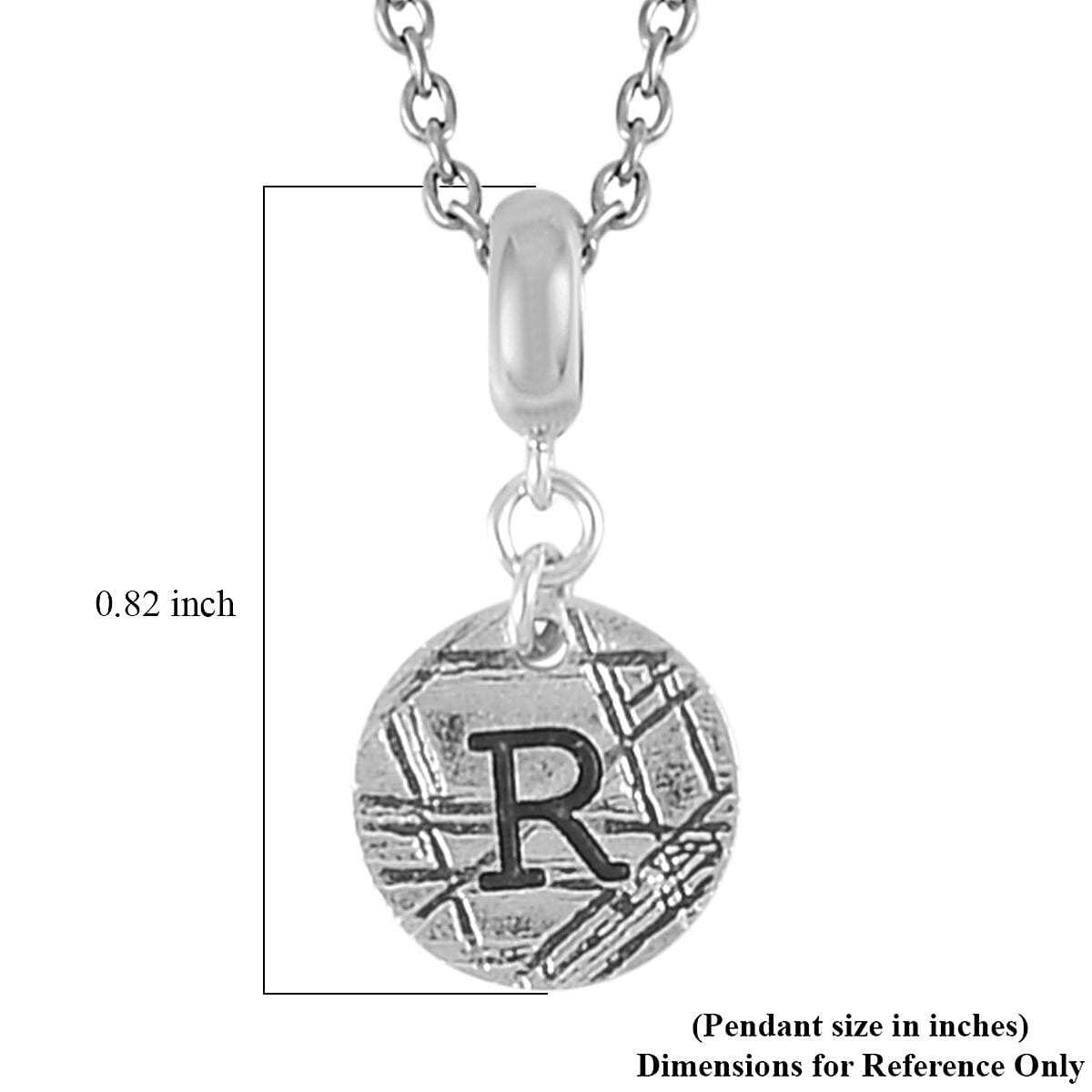 Marvelous Meteorite Initial R Pendant in Sterling Silver with Stainless Steel Necklace 20 Inches image number 5