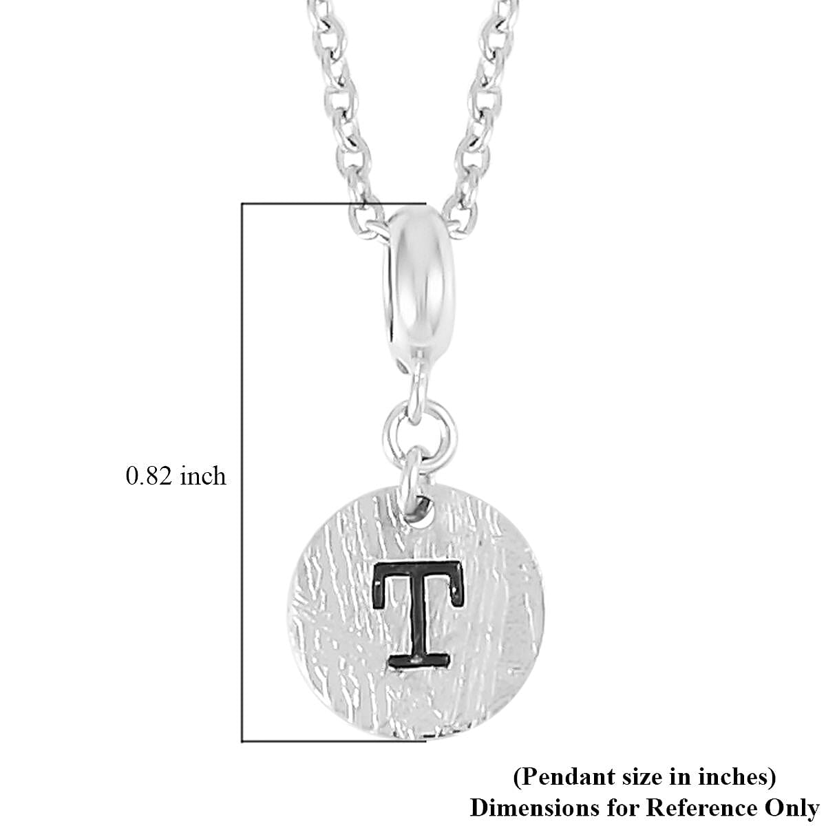 Marvelous Meteorite Initial T Pendant in Sterling Silver with Stainless Steel Necklace 20 Inches image number 5