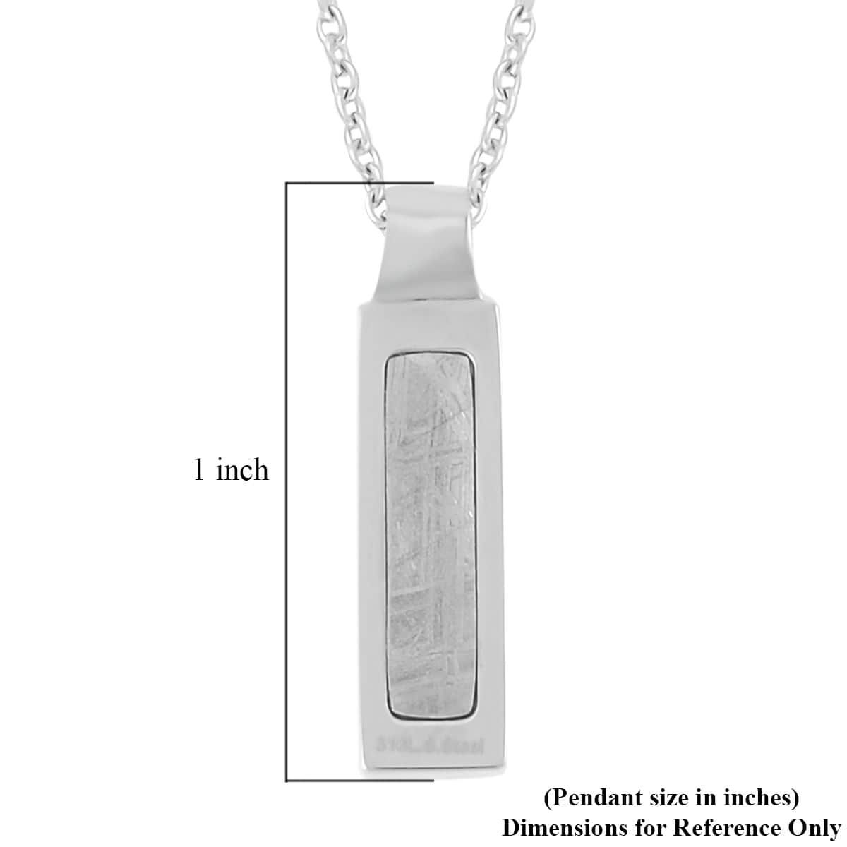 Marvelous Meteorite Baguette Shape Pendant Necklace 20 Inches in Stainless Steel image number 6