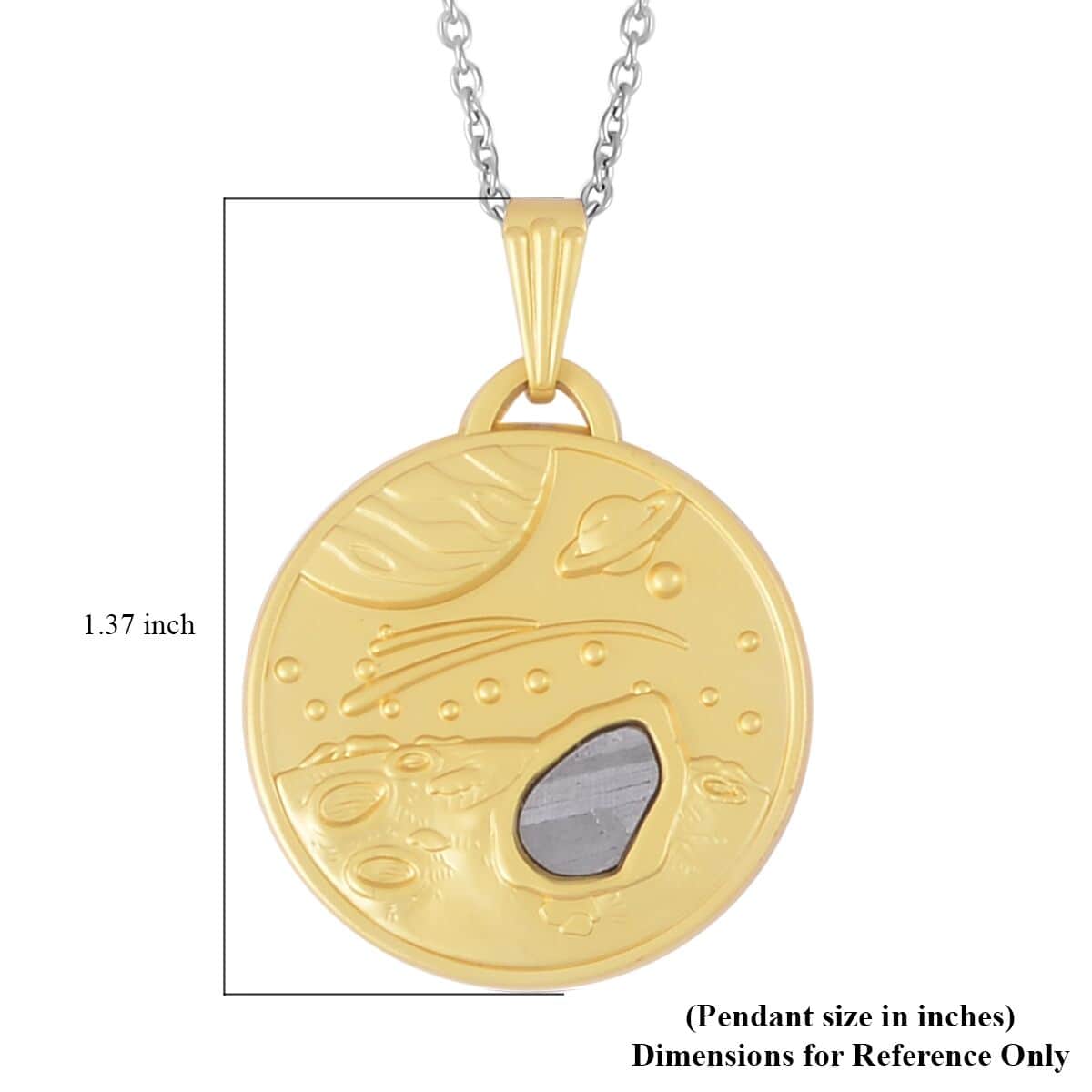 Muonionalusta Marvelous Meteorite Specimen Galaxy Pendant in Goldtone with Stainless Steel Necklace 20 Inches image number 6