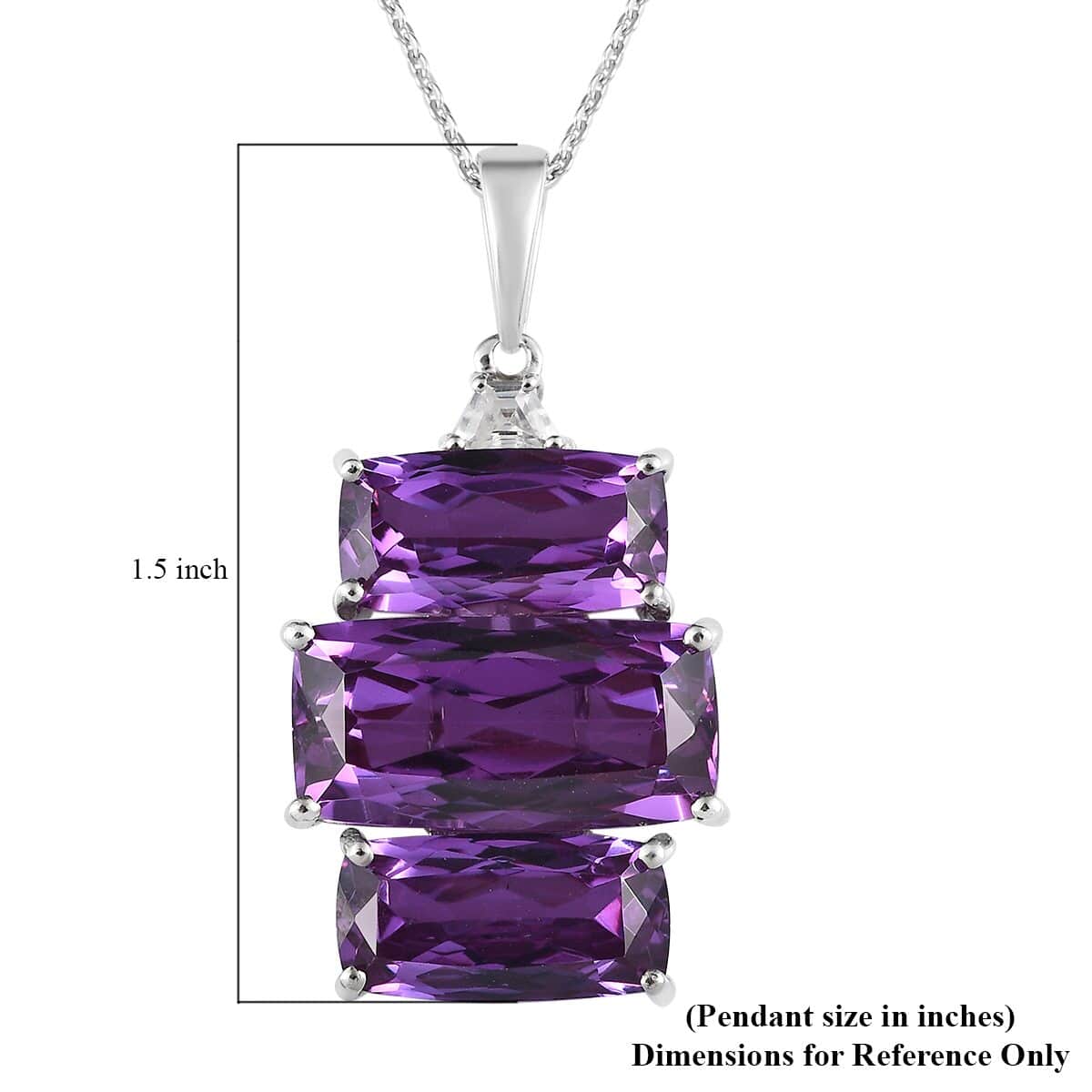 Lab Grown Color Change Sapphire and White Zircon Pendant Necklace 20 Inches in Platinum Over Sterling Silver 24.35 ctw image number 6