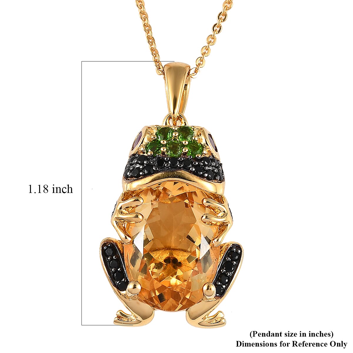 GP Trionfo Collection Brazilian Citrine and Multi Gemstone Frog Pendant Necklace 20 Inches in Vermeil Yellow Gold Over Sterling Silver 6.10 ctw image number 6