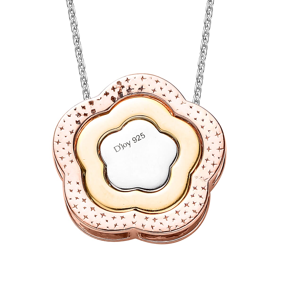 Multi Diamond Pendant Necklace 20 Inches in Vermeil Yellow Gold, Rose Gold and Platinum Over Sterling Silver 0.50 ctw