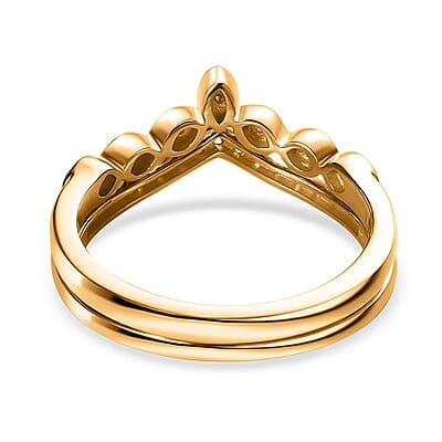 Iliana 18K Yellow Gold Diamond G-H SI1 Set of 2 Stackable Wishbone Ring (Size 6.0) 0.25 ctw