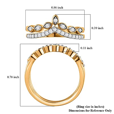 Iliana 18K Yellow Gold Diamond G-H SI1 Set of 2 Stackable Wishbone Ring (Size 6.0) 0.25 ctw