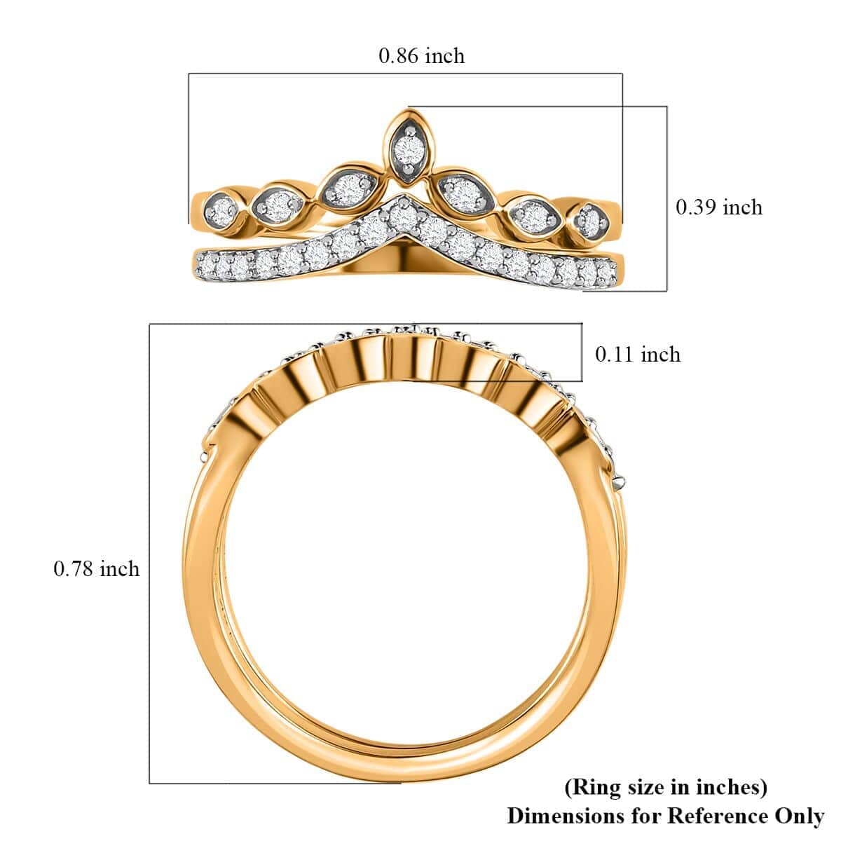 Iliana 18K Yellow Gold Diamond G-H SI1 Set of 2 Stackable Wishbone Ring (Size 6.0) 0.25 ctw image number 6