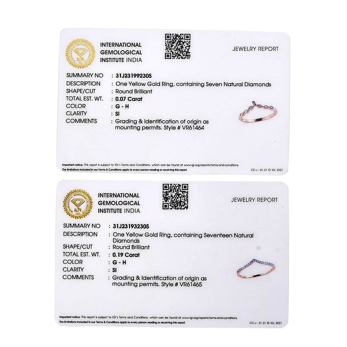 Iliana 18K Yellow Gold Diamond G-H SI1 Set of 2 Stackable Wishbone Ring (Size 6.0) 0.25 ctw