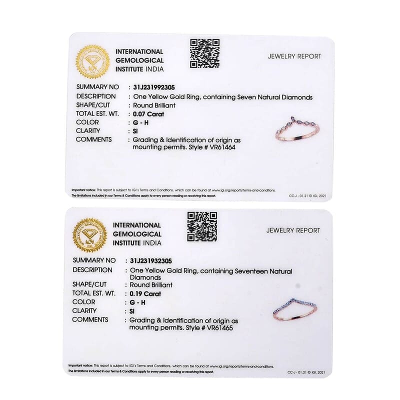 Iliana 18K Yellow Gold Diamond G-H SI1 Set of 2 Stackable Wishbone Ring (Size 6.0) 0.25 ctw