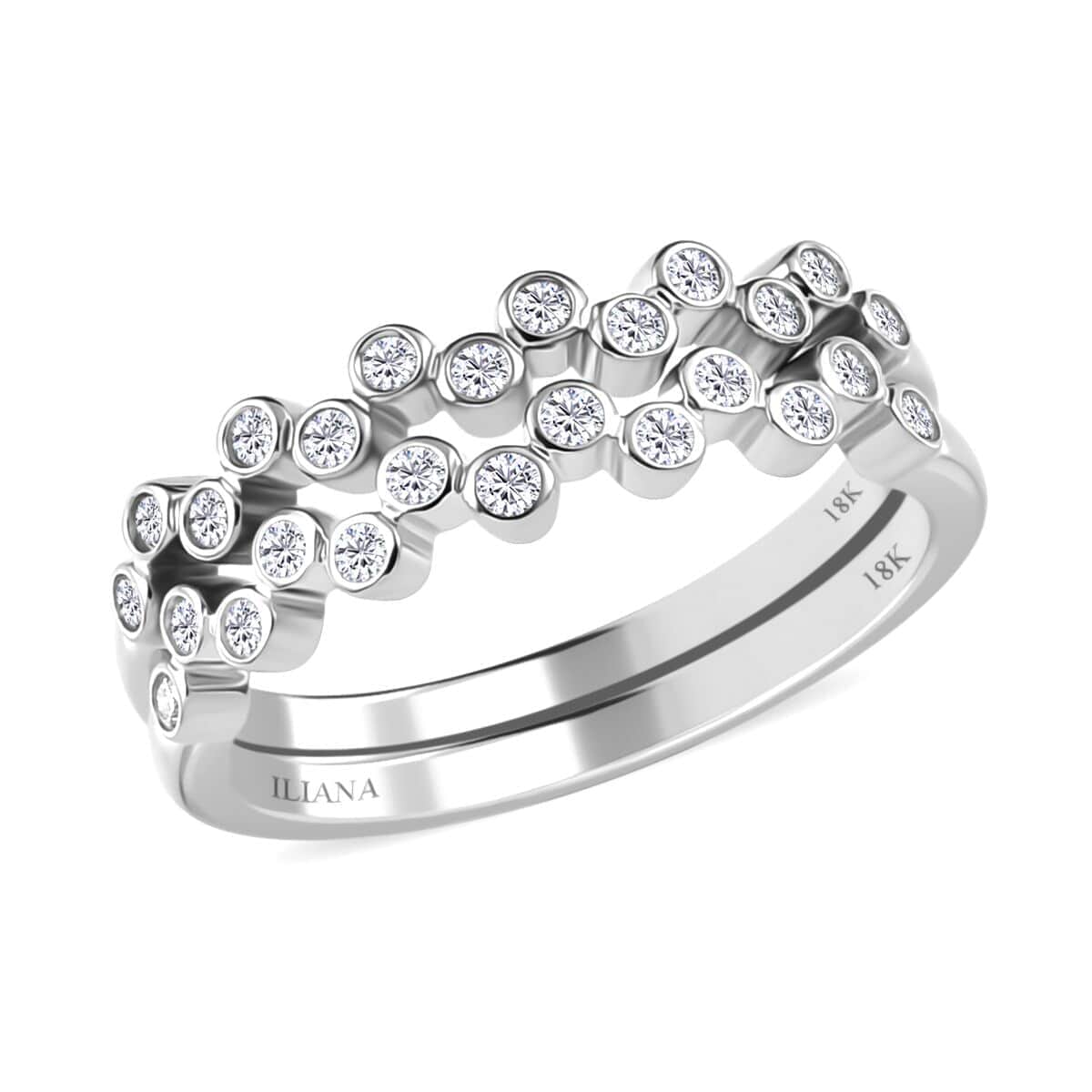 Iliana 18K White Gold G-H SI1 Diamond Set of 2 Half Eternity Band Ring (Size 7.0) 4.50 Grams 0.33 ctw image number 0
