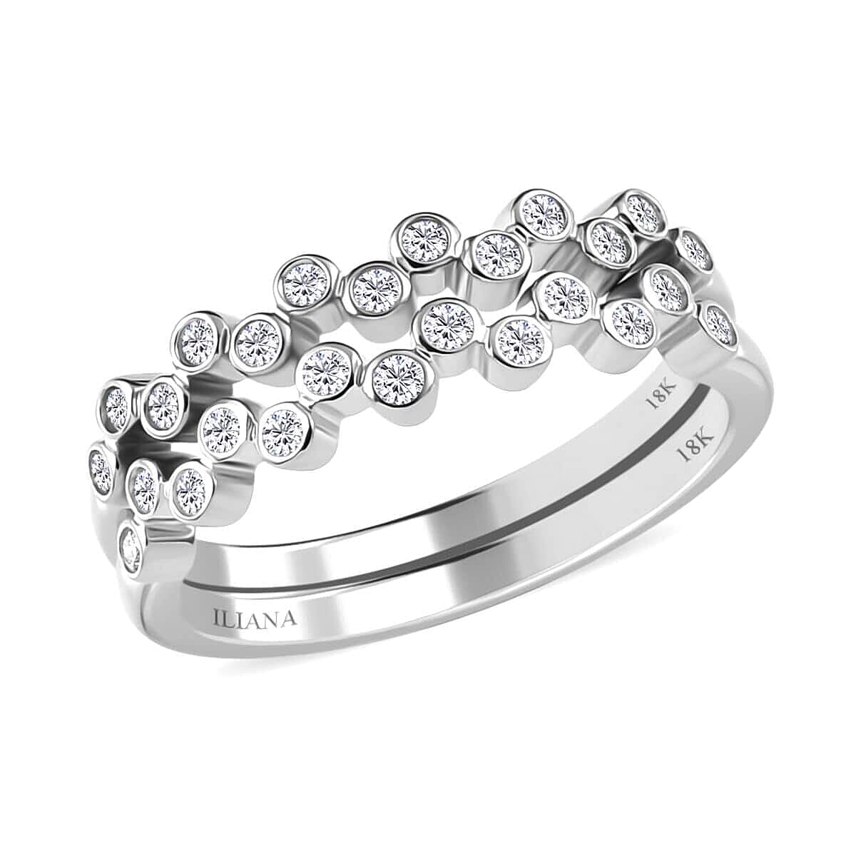 Iliana 18K White Gold G-H SI1 Diamond Set of 2 Half Eternity Band Ring (Size 7.0) 4.50 Grams 0.33 ctw image number 0