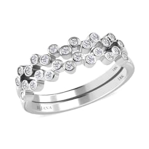 Iliana 18K White Gold G-H SI1 Diamond Set of 2 Half Eternity Band Ring (Size 7.0) 4.50 Grams 0.33 ctw