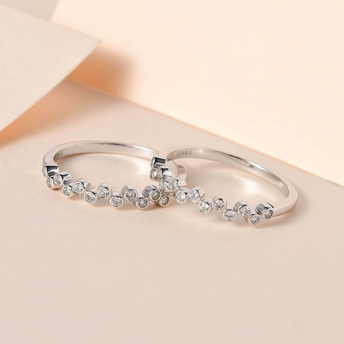Iliana 18K White Gold G-H SI1 Diamond Set of 2 Half Eternity Band Ring (Size 7.0) 4.50 Grams 0.33 ctw image number 1