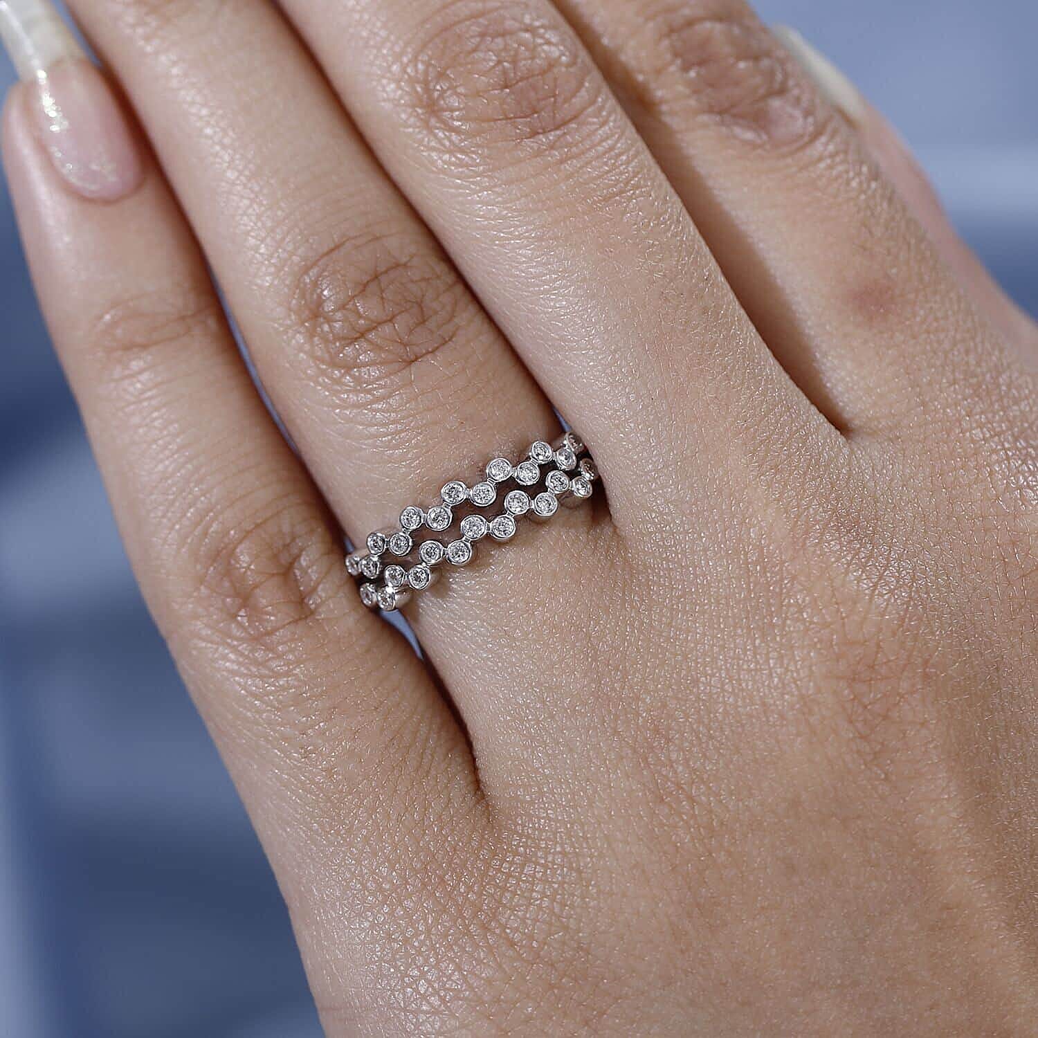 Iliana 18K White Gold G-H SI1 Diamond Set of 2 Half Eternity Band Ring (Size 7.0) 4.50 Grams 0.33 ctw