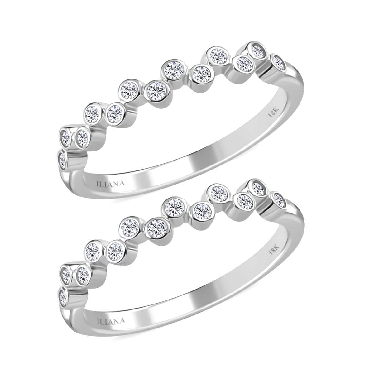 Iliana 18K White Gold G-H SI1 Diamond Set of 2 Half Eternity Band Ring (Size 7.0) 4.50 Grams 0.33 ctw image number 4