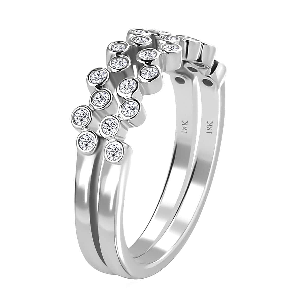 Iliana 18K White Gold G-H SI1 Diamond Set of 2 Half Eternity Band Ring (Size 7.0) 4.50 Grams 0.33 ctw