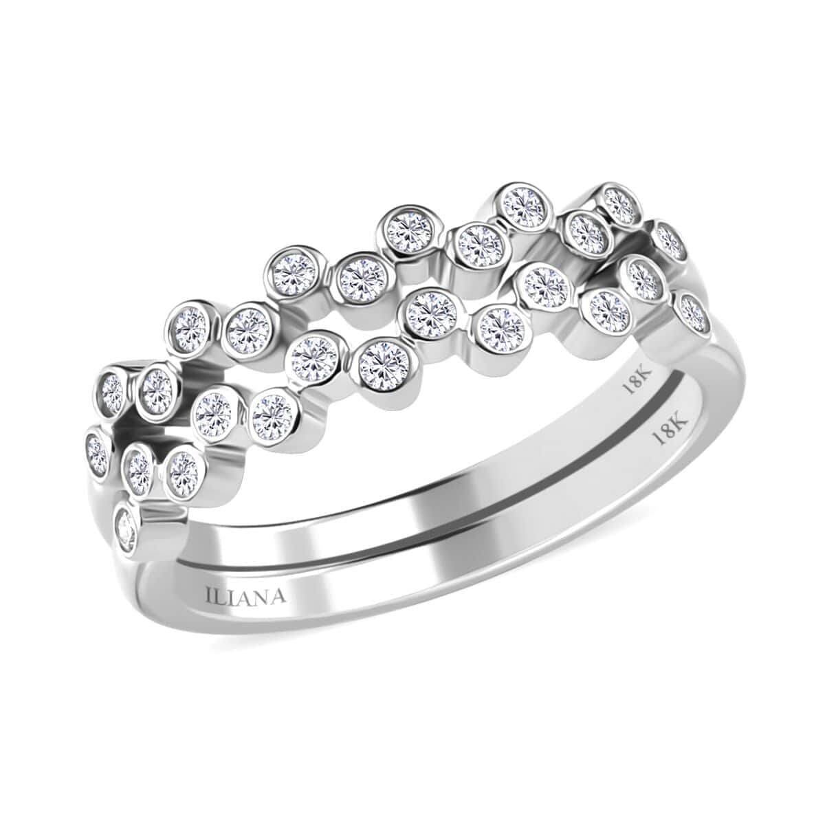 Iliana 18K White Gold G-H SI1 Diamond Set of 2 Half Eternity Band Ring (Size 8.0) 4.50 Grams 0.33 ctw image number 0