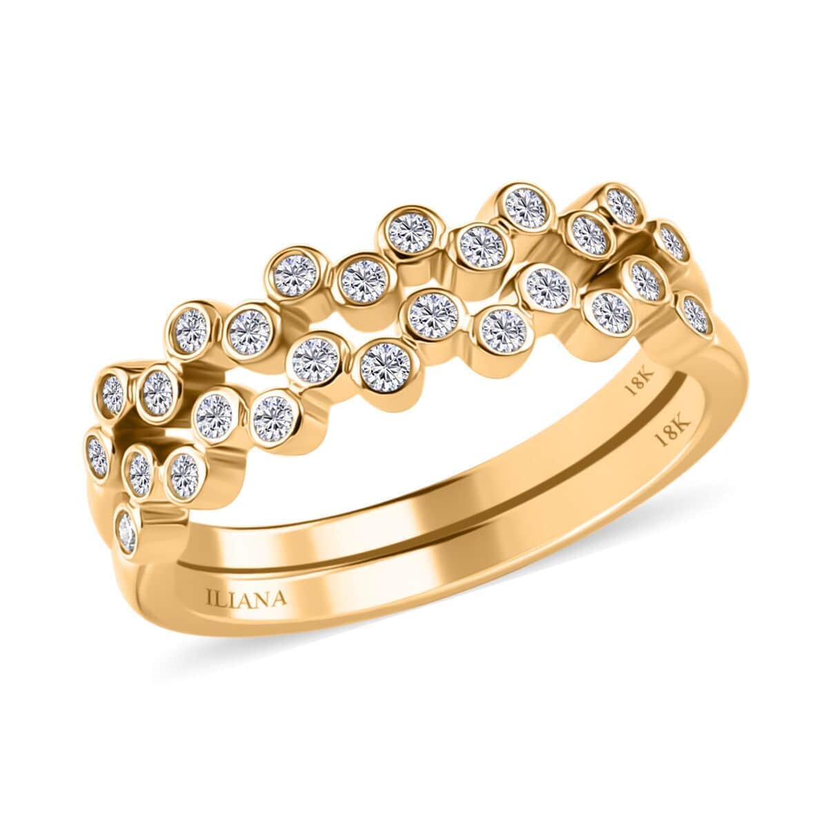 Iliana 18K Yellow Gold G-H SI1 Diamond Set of 2 Half Eternity Band Ring (Size 6.0) 4.50 Grams 0.33 ctw image number 0